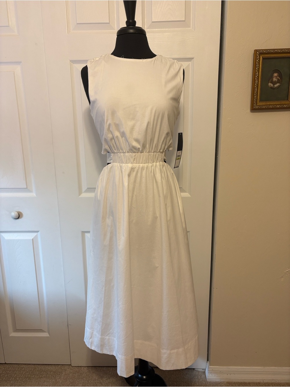 NWT Rachel Rachel Roy Eggshell White Cutout Back-Tie Midi Dress Size 4.